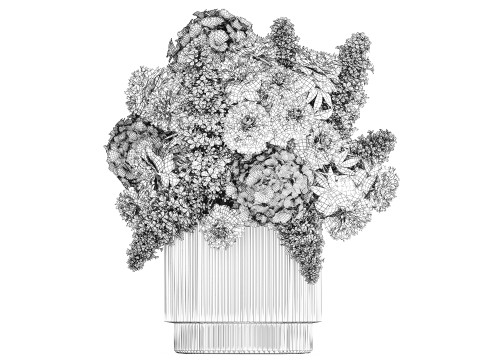 Bouquet Of Flowers Peony hydrangea lilac 506 3D 모델