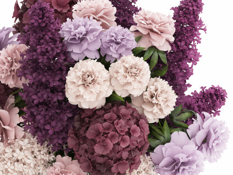 Bouquet Of Flowers Peony hydrangea lilac 506 3D 모델