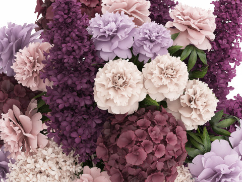 Bouquet Of Flowers Peony hydrangea lilac 506 3D 모델
