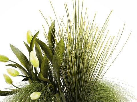Bouquet Of Green Flowers Tulips In A Glass Vase 508 3D-Modell