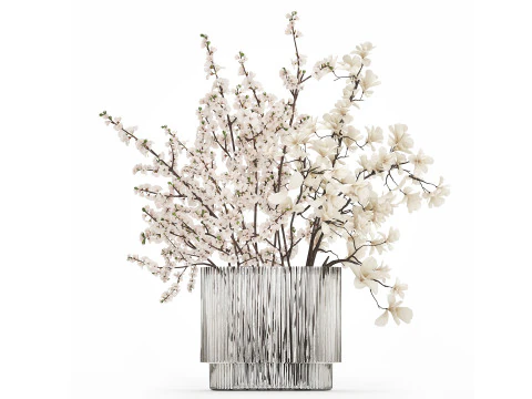 Bouquet Branches Sakura Fleur De Cerisier Magnolia 510 Modèle 3D