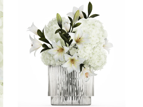 Bouquet Of Flowers Vase Hydrangea Lilies 511 3D Model