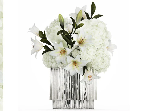 Bouquet De Fleurs Vase Hortensia Lys 511 Modèle 3D