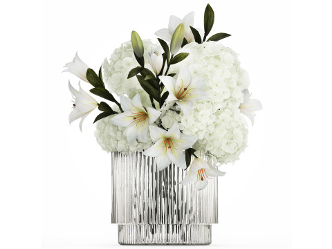 Bouquet Of Flowers Vase Hydrangea Lilies 511 3D 모델