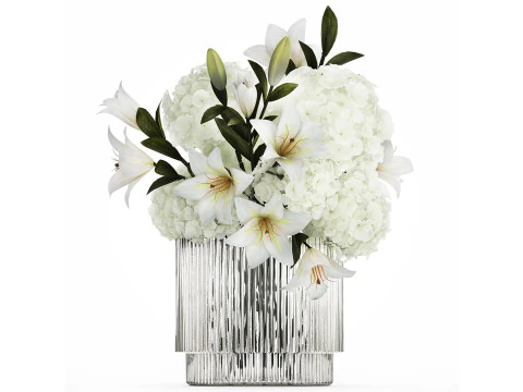 Bouquet Di Fiori Vaso Di Gigli Di Ortensie 511 Modello 3D