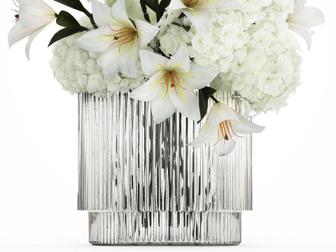 Bouquet Of Flowers Vase Hydrangea Lilies 511 3D 모델