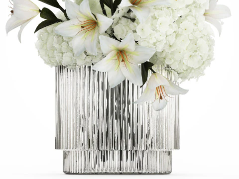 Bouquet Di Fiori Vaso Di Gigli Di Ortensie 511 Modello 3D