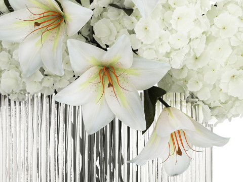Bouquet Of Flowers Vase Hydrangea Lilies 511 3D 모델