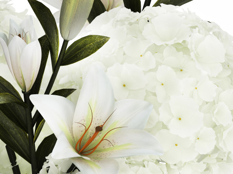 Bouquet Of Flowers Vase Hydrangea Lilies 511 3D 모델