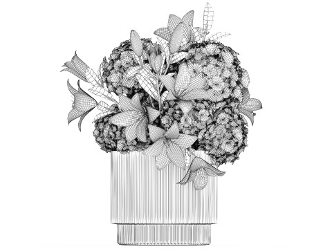 Bouquet Of Flowers Vase Hydrangea Lilies 511 3D 모델