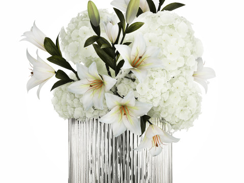 Bouquet Of Flowers Vase Hydrangea Lilies 511 3D 모델