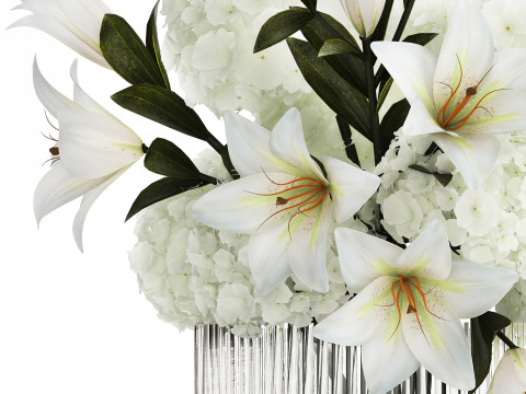 Bouquet Of Flowers Vase Hydrangea Lilies 511 3D 모델