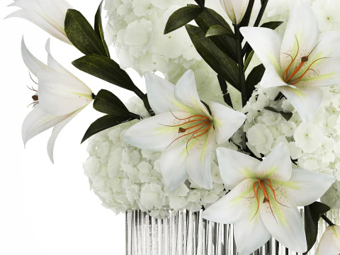 Bouquet Di Fiori Vaso Di Gigli Di Ortensie 511 Modello 3D