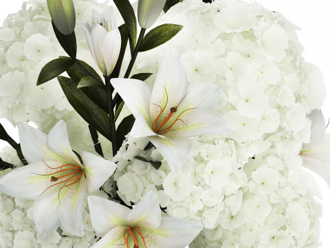 Bouquet Di Fiori Vaso Di Gigli Di Ortensie 511 Modello 3D