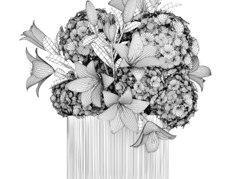 Bouquet Di Fiori Vaso Di Gigli Di Ortensie 511 Modello 3D