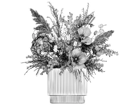 Bouquet Dried Flowers Hydrangea Pampas Poppy Wheat 512 3D Model