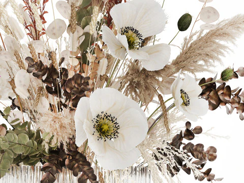 Bouquet Dried Flowers Hydrangea Pampas Poppy Wheat 512 3D Model