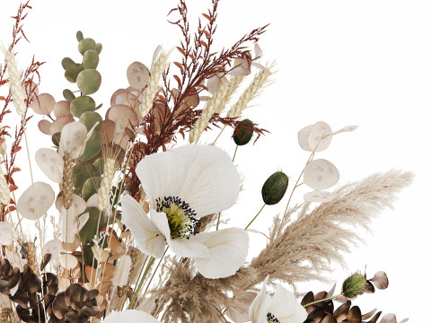 Bouquet Dried Flowers Hydrangea Pampas Poppy Wheat 512 Modello 3D
