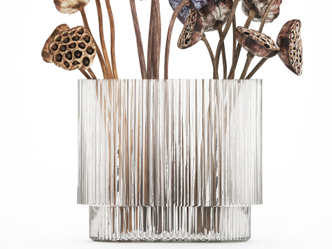Bouquet of dried flowers with lotus branches 515 Modello 3D