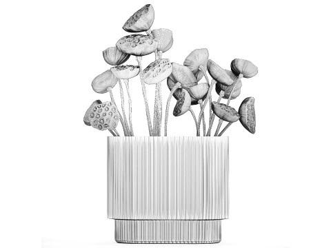 Bouquet of dried flowers with lotus branches 515 3D Model