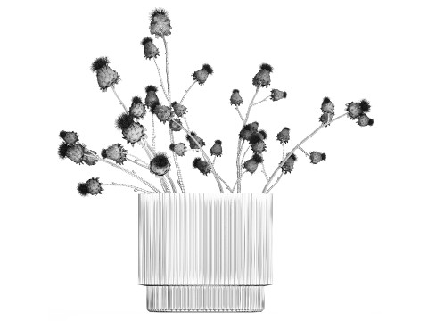 Green Bouquet Of Dried Flowers Thistle thorns 516 3D Model