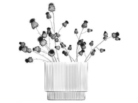 Green Bouquet Of Dried Flowers Thistle thorns 516 3D Model