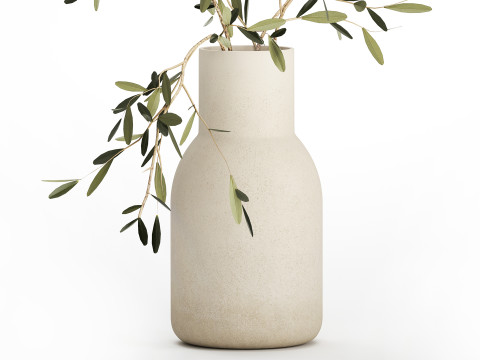 Small Minimalistic Bouquet Vase Olive Branches 518 3D Модель