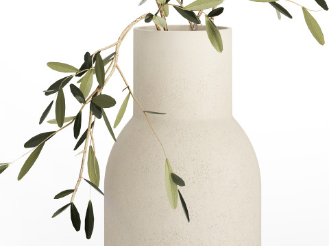Small Minimalistic Bouquet Vase Olive Branches 518 3D Модель
