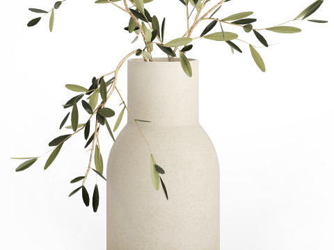 Small Minimalistic Bouquet Vase Olive Branches 518 3D Модель