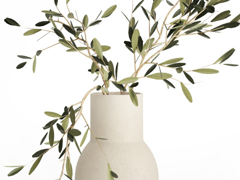 Small Minimalistic Bouquet Vase Olive Branches 518 3D Модель