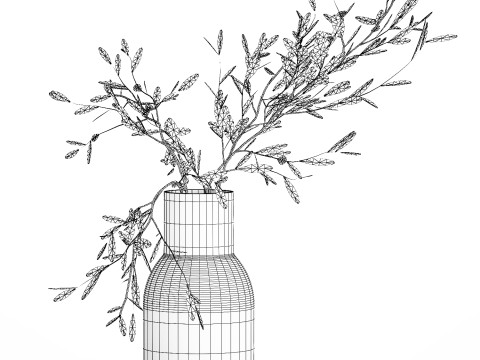 Small Minimalistic Bouquet Vase Olive Branches 518 3D Модель