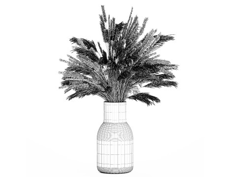 Bouquet Of Dried Flowers Pampas Branches Reed 519 3D Model