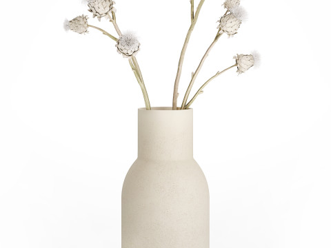 White bouquet dried flowers branches Thistle thorn 520 Modello 3D