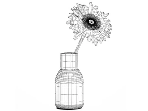 Small Bouquet Of White Flowers Gerbera Details 521 3D Model