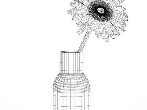 Small Bouquet Of White Flowers Gerbera Details 521 3D Model