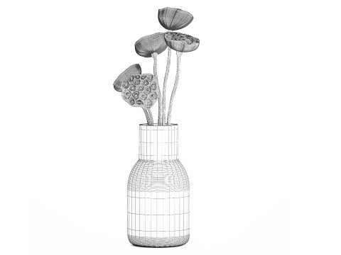 Flower Bouquet Of Dried Flowers Lotus Branches 522 Modello 3D