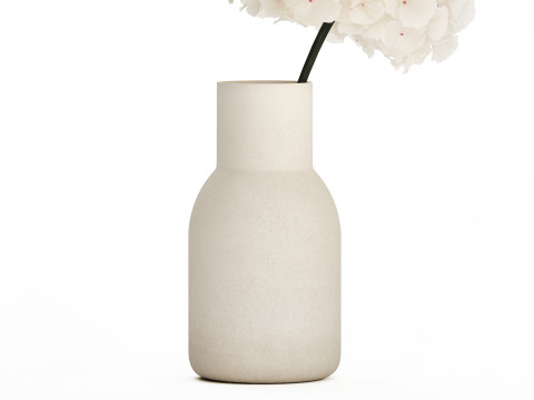 Bouquet Of White Flowers In A Vase Of Hydrangea 524 3D Model
