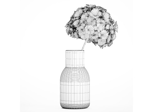 Bouquet Of White Flowers In A Vase Of Hydrangea 524 3D Model
