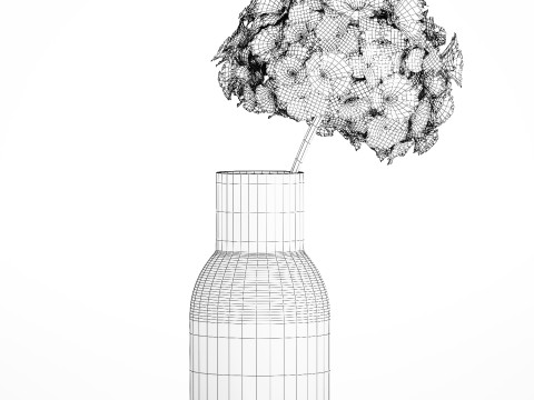 Bouquet Of White Flowers In A Vase Of Hydrangea 524 3D Model
