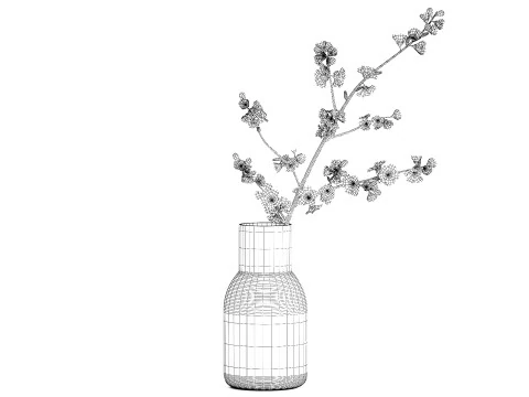 Bouquet Of Cherry Blossom Branches And Sakura 527 3D Model