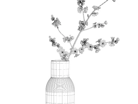 Bouquet Of Cherry Blossom Branches And Sakura 527 3D Model