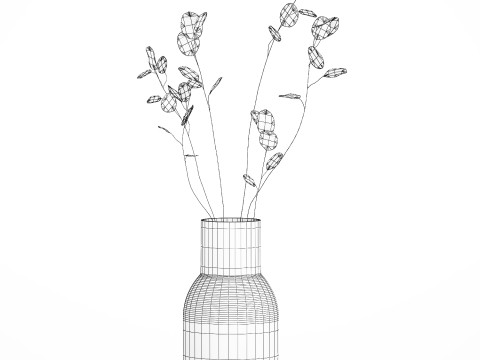 Dried Flowers From Branches Lunnik Lunaria in a vase 529 3D Модель