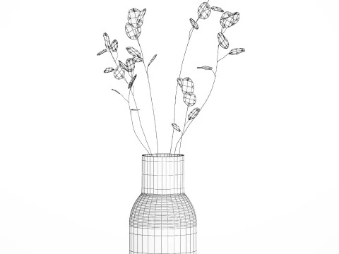 Dried Flowers From Branches Lunnik Lunaria in a vase 529 3D Model