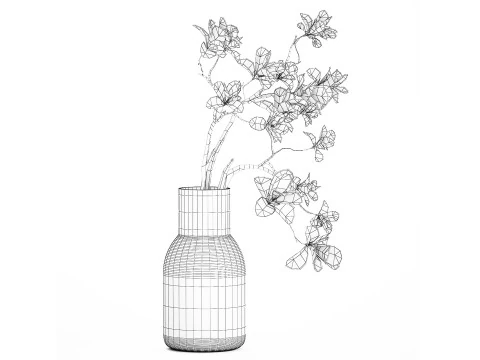 Bouquet Flowers Branches Of Blooming Magnolia 530 3D Model