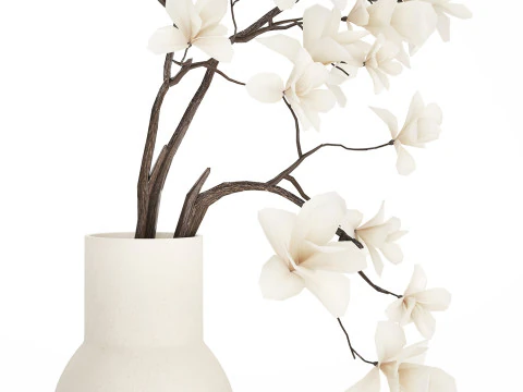 Bouquet Flowers Branches Of Blooming Magnolia 530 3D Model