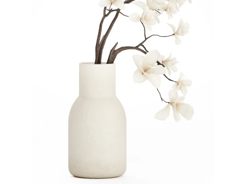 Bouquet Flowers Branches Of Blooming Magnolia 530 3D Model