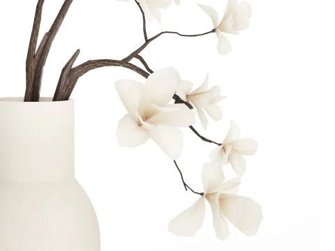 Bouquet Flowers Branches Of Blooming Magnolia 530 3D Model
