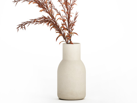 Bouquet Of Dried Flowers Red Branches Of Solidago 531 3D 모델