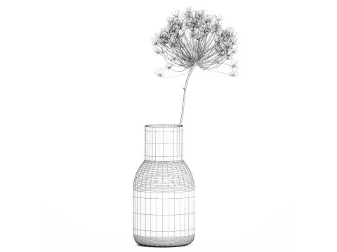 Bouquet Dried White Branches Heracleum Hogweed 532 3D Model