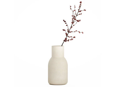 꽃다발 꽃 가지 붉은 열매 감나무 홀리 533 3D 모델